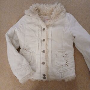 Limited Too Girls SZ 8 Sherpa Lined Corduroy Jacket Stud Accents